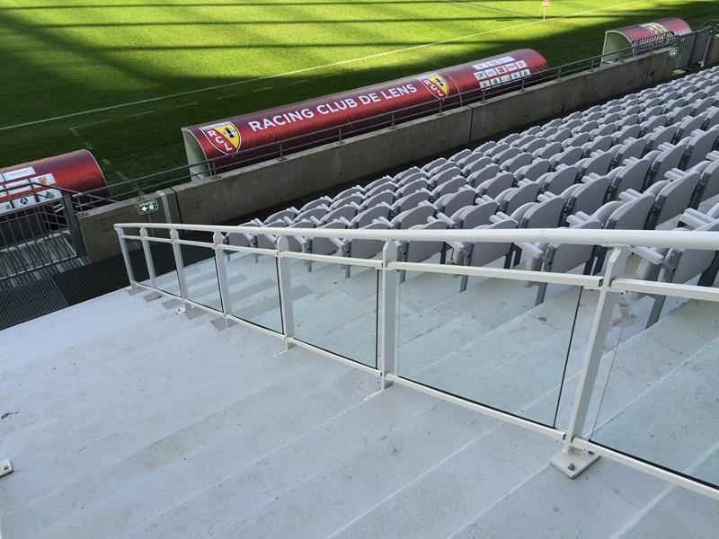 Garde corps vitré au stade Bollaert Delellis tribune lepagnot