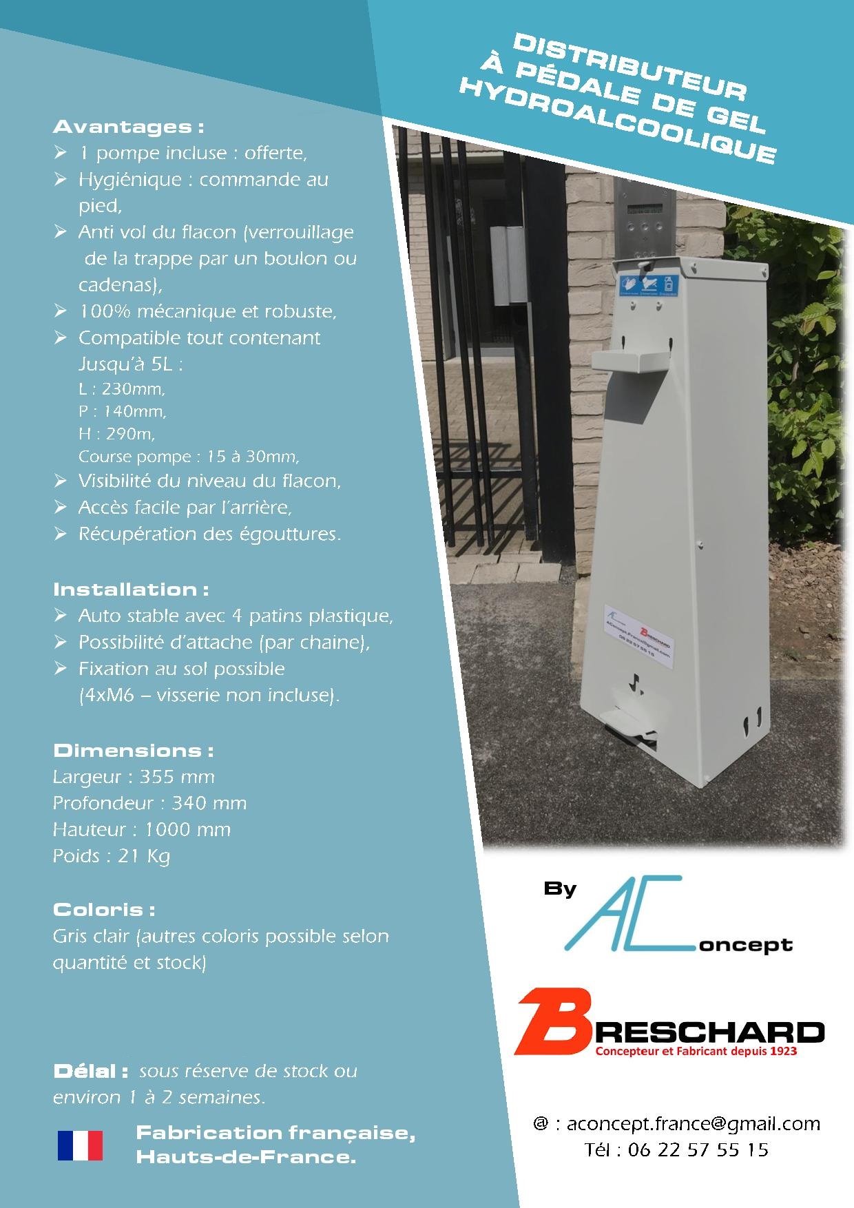 distributeur à pédale de gel hydroalcoolique